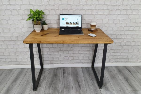 bespoke solid wood desk industrial trapezium legs