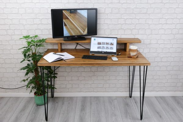 handmade solidwood desk with monitor stand