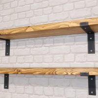 chunky rustic wooden shelves made to measure black brackets