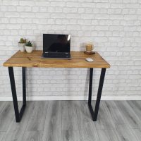 rustic handmade desk black v trapezium legs