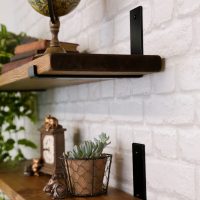 rustic industrial wooden shelves black brackets