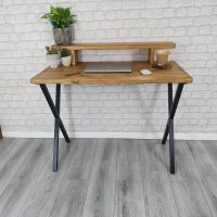 bespoke solid wood desk industrial x legs