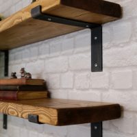 chunky rustic wooden shelves made to measure black brackets