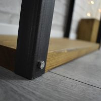 handmade black steel solid wood bookshelf