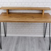 handmade wooden desk with monitor stand hairpin legs