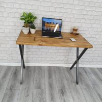 bespoke solid wood desk industrial x legs